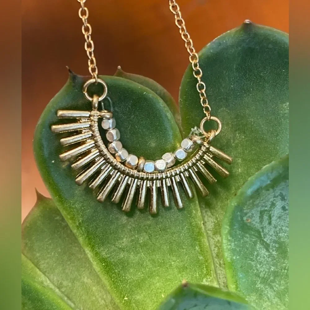 Boho Cottage Festival Simple Sunburst Gold Colored Dainty Necklace